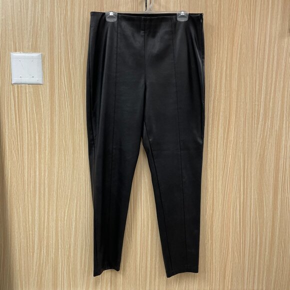 Ann Taylor Black Faux Leather Pants Size L Petite - Picture 1 of 6
